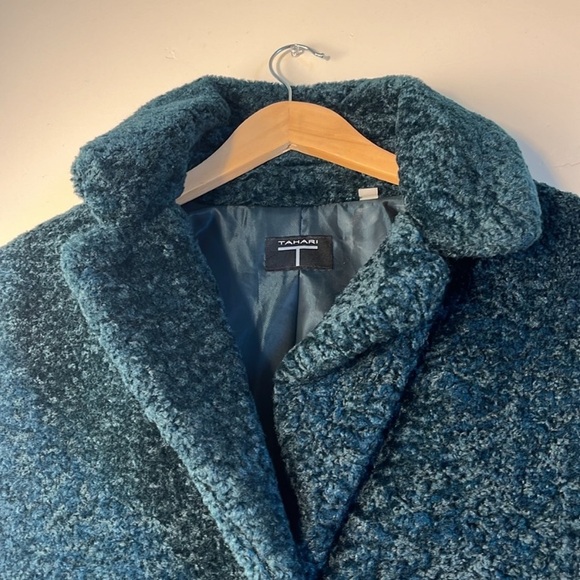 Tahari Dark Green Faux Fur Shearling Teddy Coat - Picture 6 of 13
